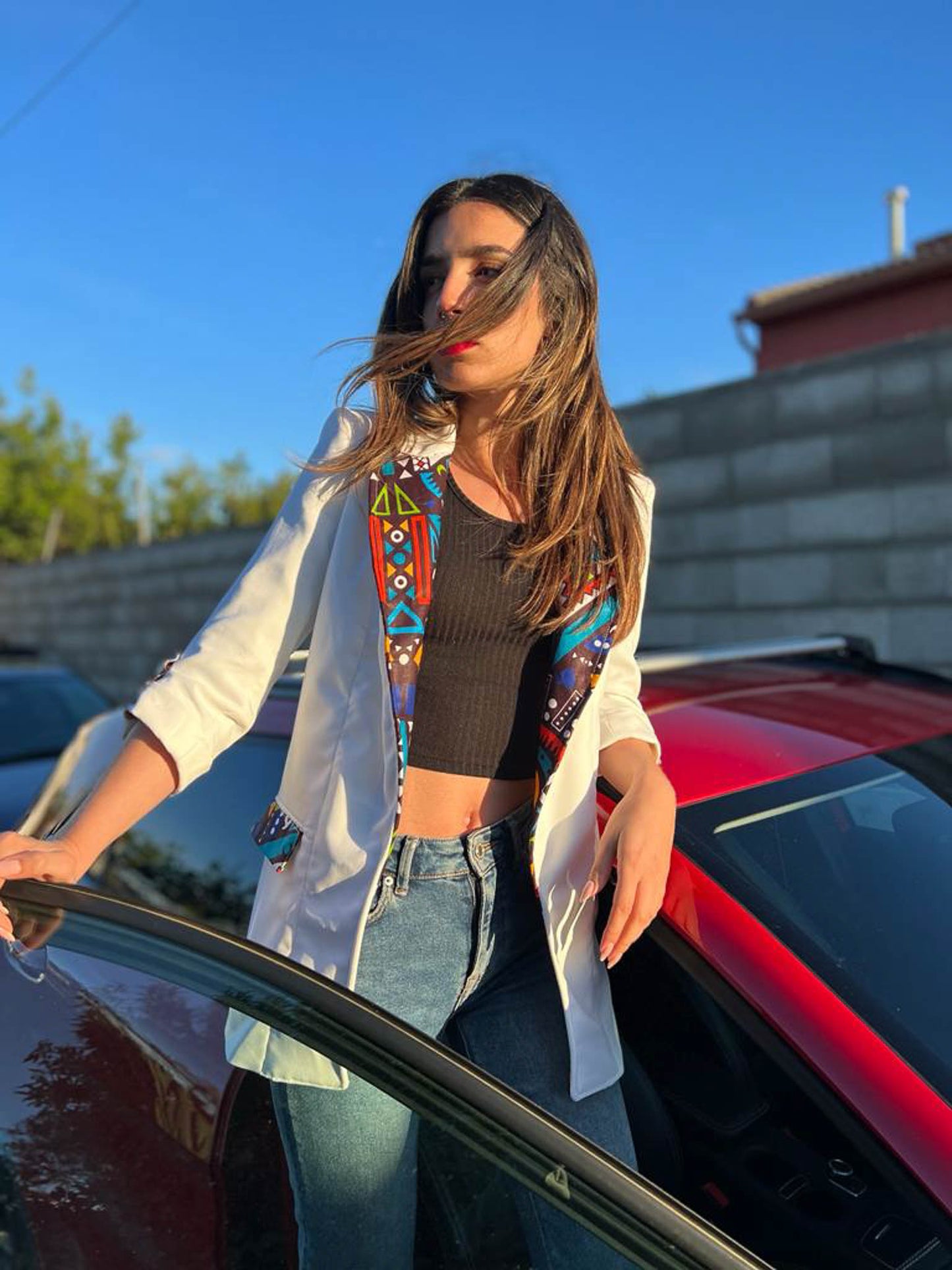 Blazer blanca Multicolor