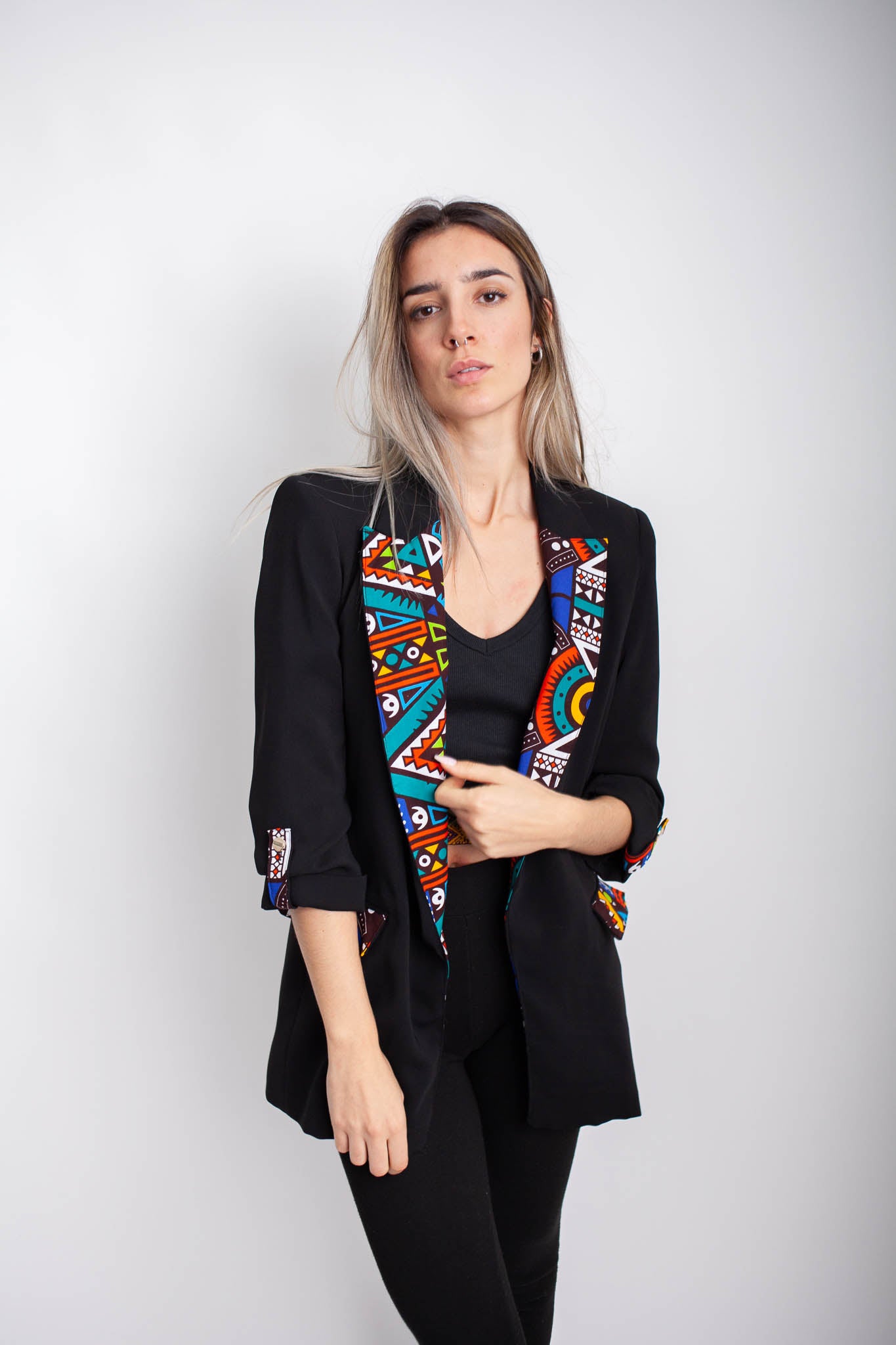Blazer negra Multicolor