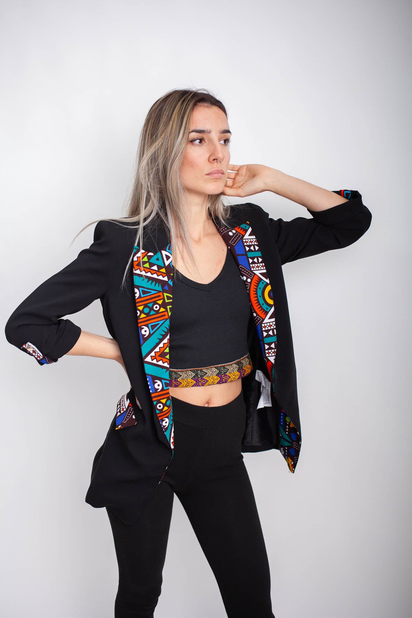 Blazer negra Multicolor
