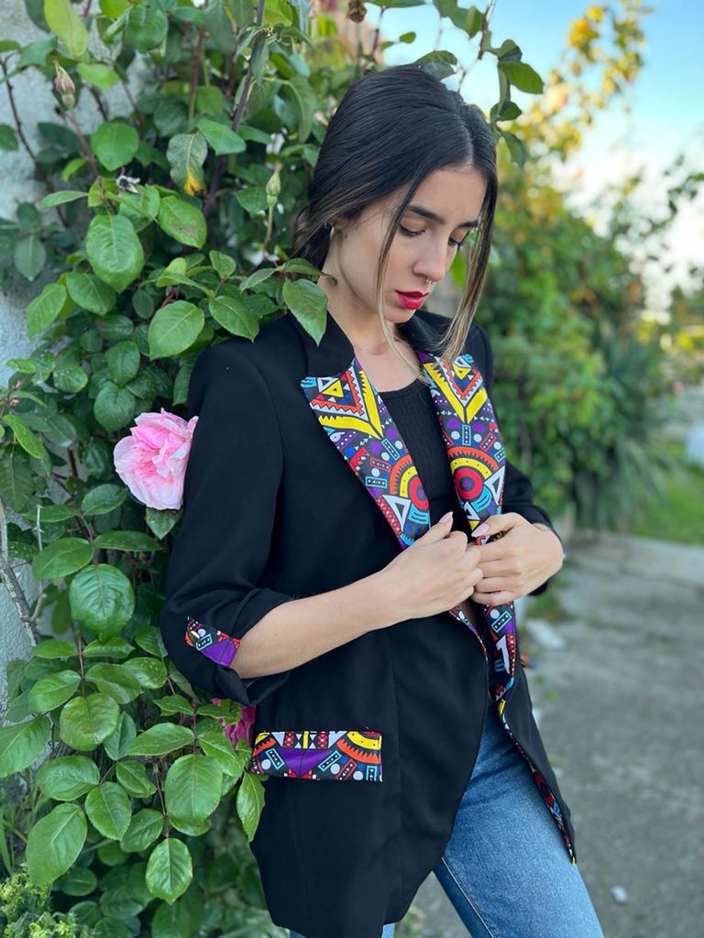 Blazer negra Multicolor