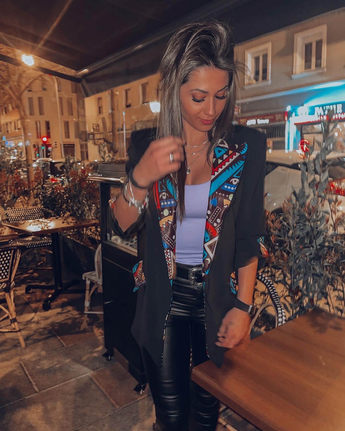 Blazer negra Multicolor
