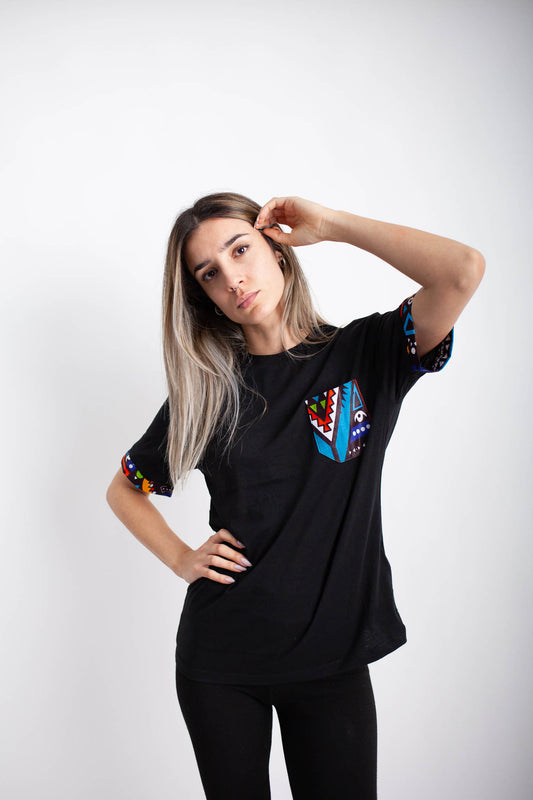 Camiseta negra Multicolor