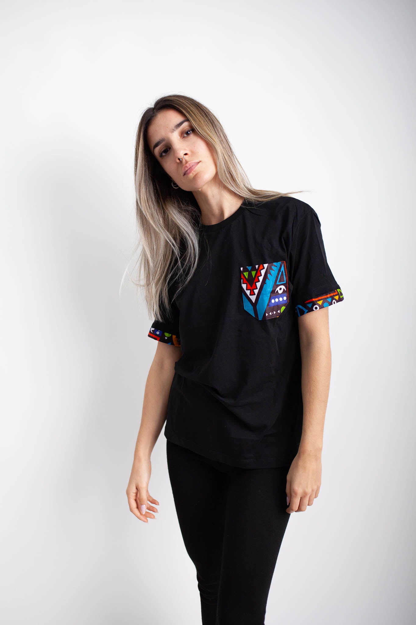Camiseta negra Multicolor